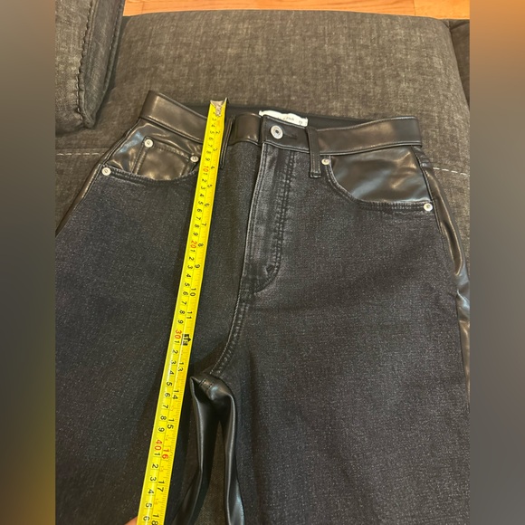 Abercrombie & Fitch denim &Faux Leather the Ankle Straight Ultra High Rise Jeans - Picture 13 of 14
